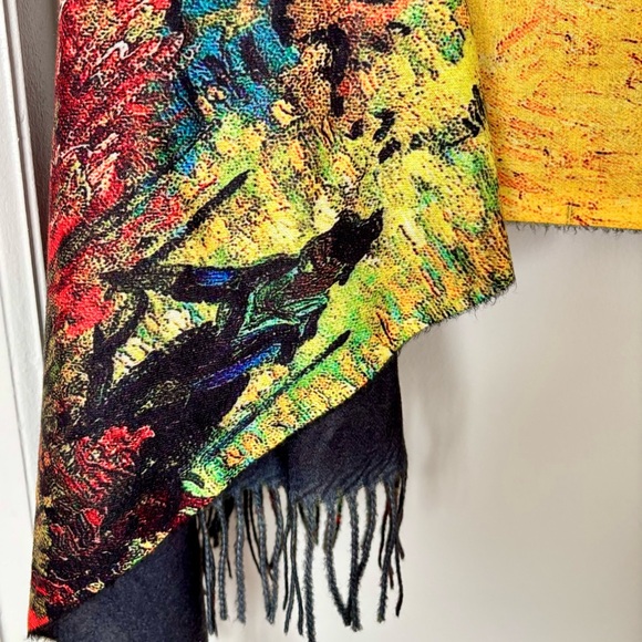 Mar&Co • Elegant Printed Vincent van Gogh Cape with Faux Fur Collar - One Size - Picture 8 of 16